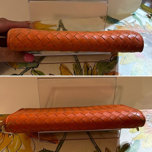 Bottega Veneta Intrecciato Nappa Leather Orange Flap Wallet - Picture 5 of 17